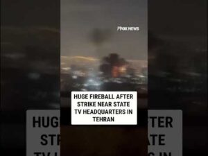 HUGE fireball after strike near state TV headquarters in Tehran