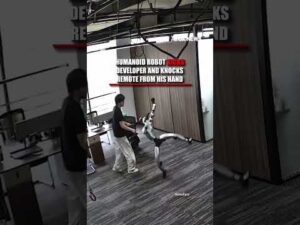 Robot kicks developer, knocking remote from his hand #shorts #breaking #foxnews #media #robot