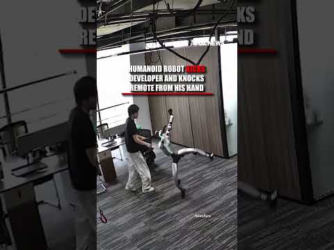 Robot kicks developer, knocking remote from his hand #shorts #breaking #foxnews #media #robot
